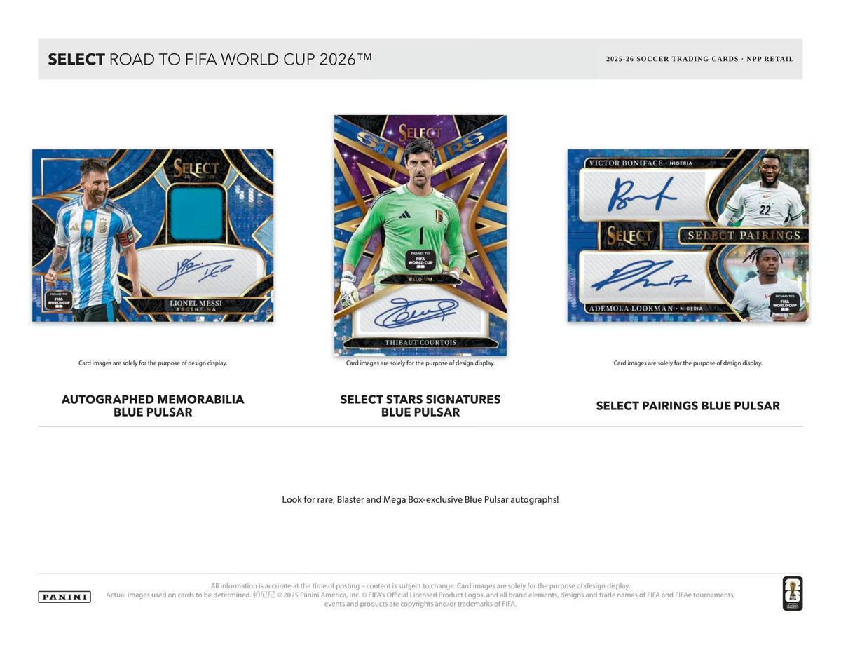 Panini NPP retail sell sheet: Autographed Memorabilia, Select Stars Signatures and Select Pairings Blue Pulsar design previews