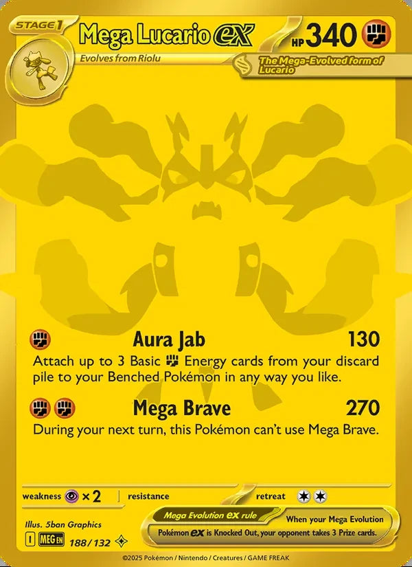Mega Lucario ex 188/132 Mega Hyper Rare — English Mega Evolution